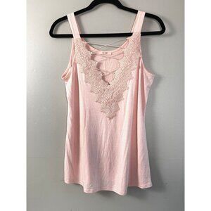 Womens Y2K Baby Pink Coquette Cami S Crochet Trim Fairycore Tank Top Soft girl
